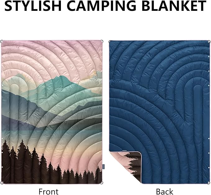 Mini Camping Blanket,Lightweight Down Alternative Puffy Blanket Packable Outdoor Blanket for Camping,Traveling, Stadium, Hiking, Picnics