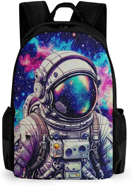Supdreamc Backpack Anti-Theft Multipurpose Large Capacity Carry On Bag, Space Astronaut Galaxy Starry Art Camping Outdoor Backpack With Side Pockets