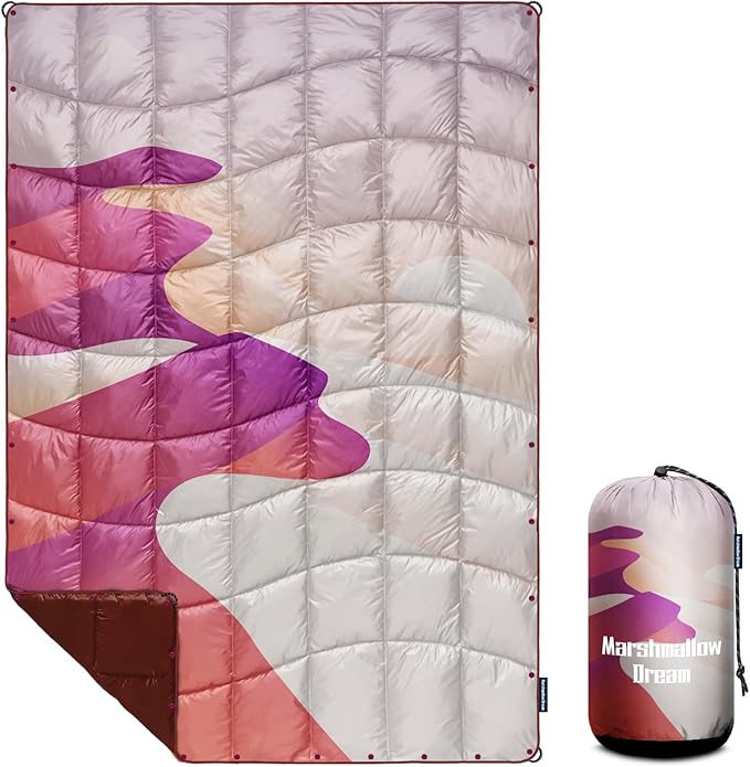 Camping Blanket, Puffy Down Alternative Blanket Lightweight Windproof for Outdoors,Hiking, Backpacking,Beach,Car,Picnic,Stadium