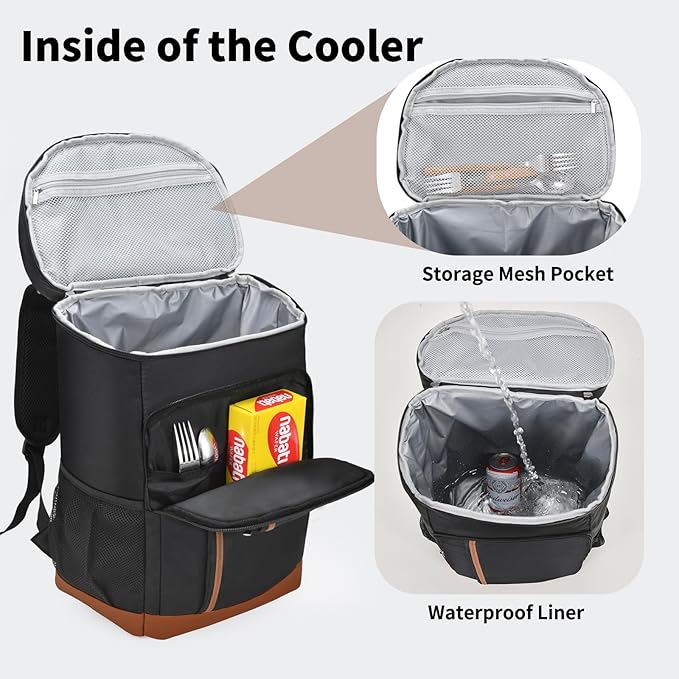 Cooler Backpack Insulated Waterproof 35 Cans,Two Compartments Backpack Cooler,Lightweight Back Pack for Women/Men