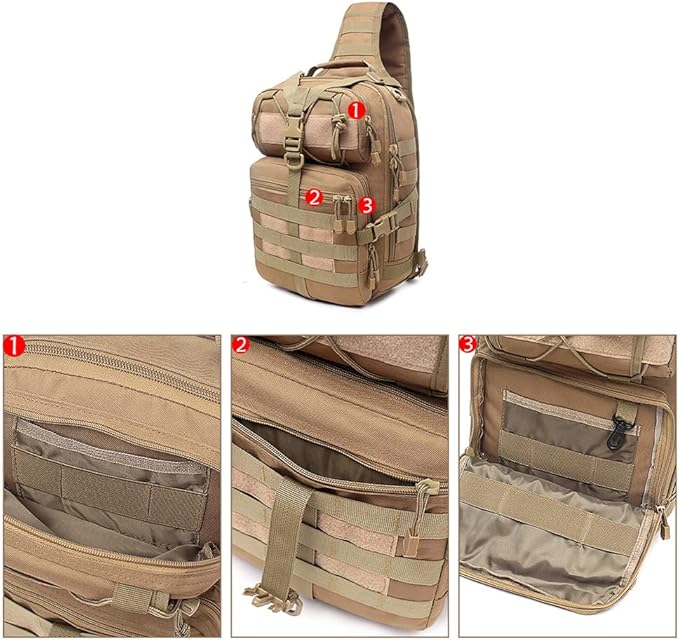 Men's Tactical Sling Bag Small Crossbody Backpack Military Rover Shoulder Pack Molle Assault Range Bag Camping Hunting