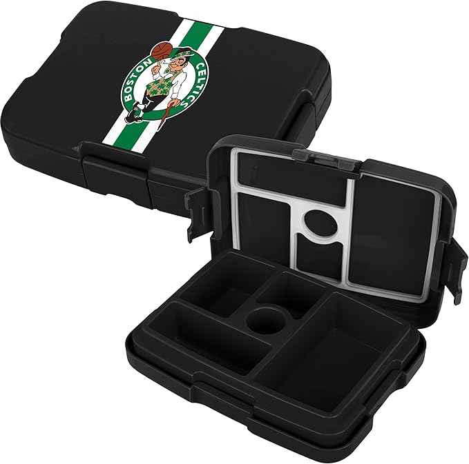 FOCO NBA Unisex-Adult Officially Licensed Team Color Stripe Primary Logo Basketball Leak Proof 5 Compartment Bento Lunch Box - Boston Celtics
