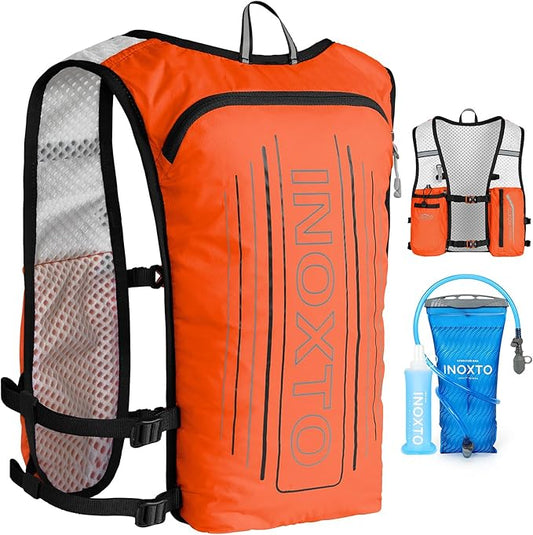 INOXTO Running Hydration Vest Backpack,Lightweight Insulated Pack with 1.5L Water Bladder Bag Daypack for Hiking Trail Running Cycling Race Marathon for Women Men