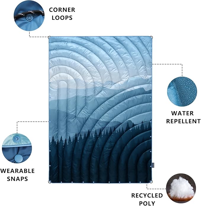 Mini Camping Blanket,Lightweight Down Alternative Puffy Blanket Packable Outdoor Blanket for Camping,Traveling, Stadium, Hiking, Picnics