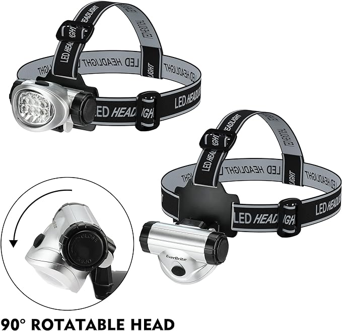 EverBrite 5-Pack LED Headlamp, 4 Lighting Modes, Pivoting Head with Adjustable Headband, Perfect for Running, Camping and Hiking, Batteries Included