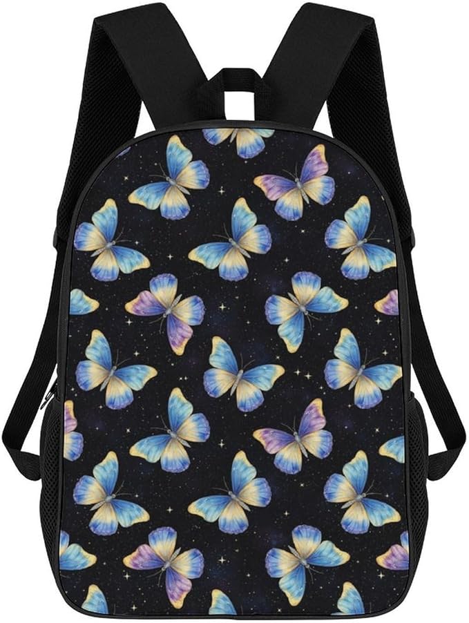 Shoulder BookBags Pueple Blue Butterfly Sports Outdoor Running, Camping Backpack Men Women