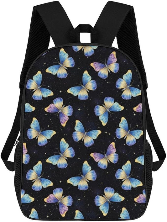 Shoulder BookBags Pueple Blue Butterfly Sports Outdoor Running, Camping Backpack Men Women