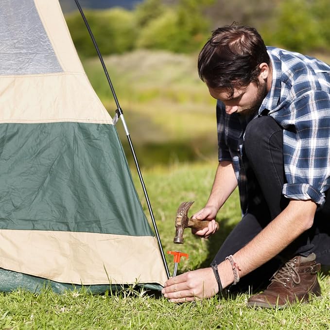 10PCS Tent Stakes Heavy Duty,7.1Inch Tent Pegs Non-Rust Metal Camping Stakes,Ground Stakes Tent Spikes Camping,Hiking Orange