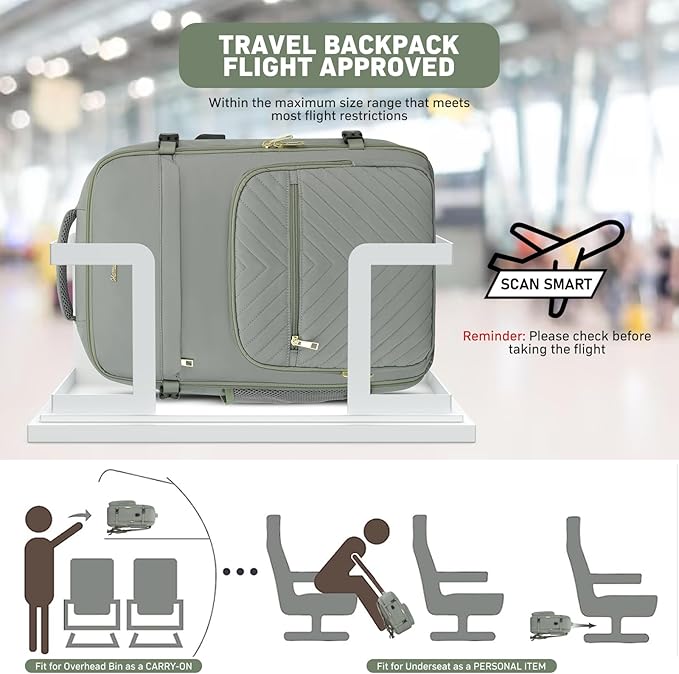MOMUVO Travel Backpack Sets for Women,Carry On Backpack Flight Approved,Large Laptop Backpack Luggage Backpack with USB Charging Port,17.3 Inch