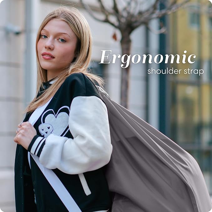 Handy Laundry Bag Shoulder Strap - Drawstring Locking Closure, Durable Nylon Material, Large Capacity, Heavy Duty Stitching - Perfect for Laundromat or College Dorm (Grey, 30" x 40")