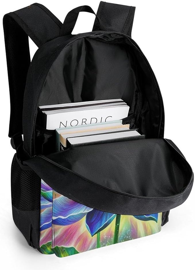 Supdreamc Men Women Lightweight Healing Poppy Flower Casual Daypack Large Capacity Bookbag With Adjustable Shoulder Straps for Gym Business Bicycle