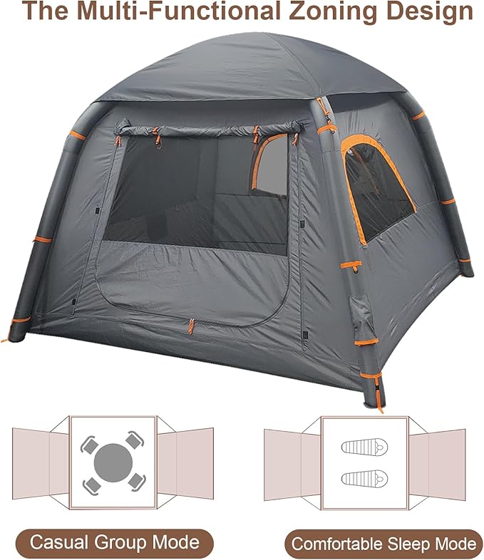 Inflatable Tents for Camping,2/4 Person Easy Setup Blow Up Tents for 4 Seasons Waterproof InflatableTent for Camping, Air Glamping Tents for Camping Adult