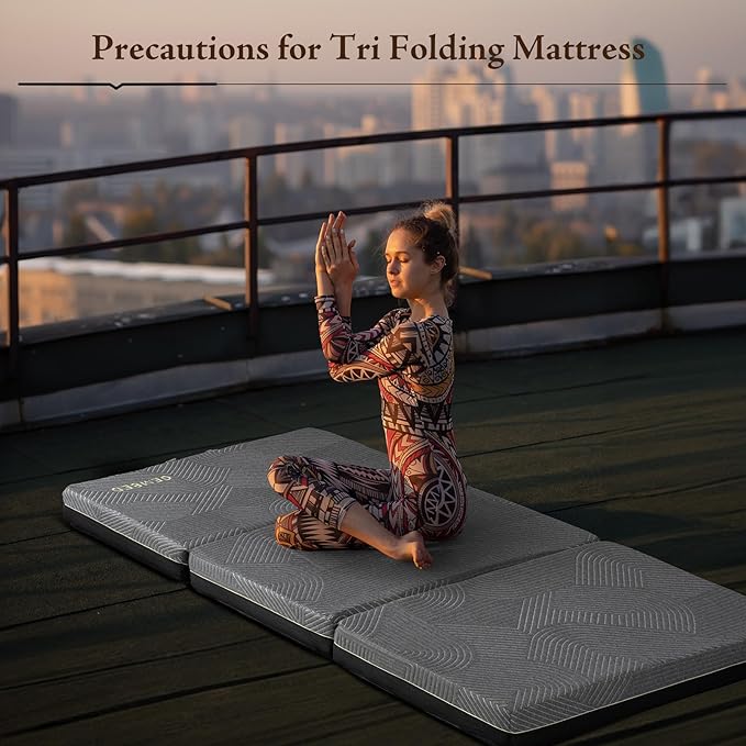 Tri Folding Mattress Queen Size - Memory Foam Tri-fold Mattres, Handle & Non-Slip Bottom, Portable Foldable Sofa Bed Floor Chair for Travel RV Camping Guest Yoga - 4 Inch, 78"x58"x4"