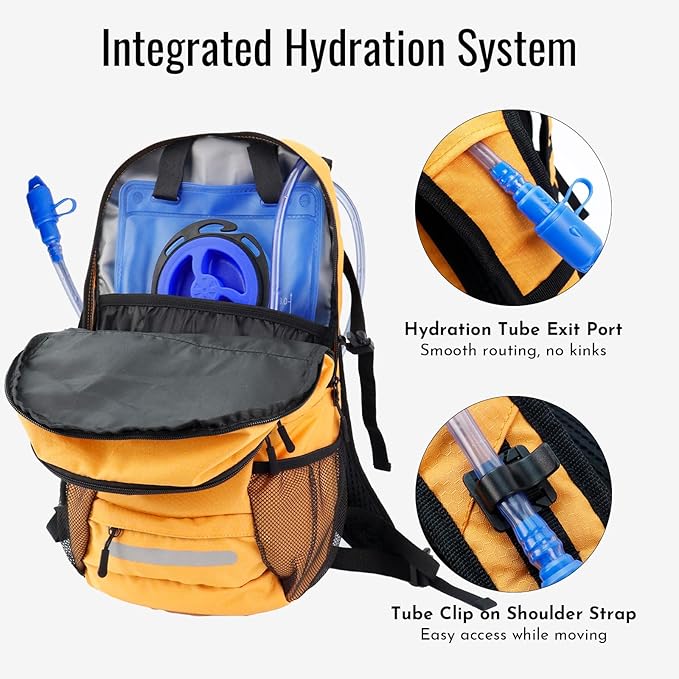 20L Hydration Backpack with 3L Water Bladder Water Backpack for Hiking Hydration Pack Insulated Daypack for Commuting Black