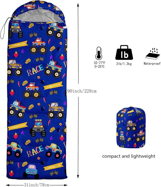 Sleeping Bags for Adults and Kids Camping Sleeping Bags for Girls and Boys Lightweight Waterproof Cold/Warm 3-Season Outdoor Travel with Compression Bags