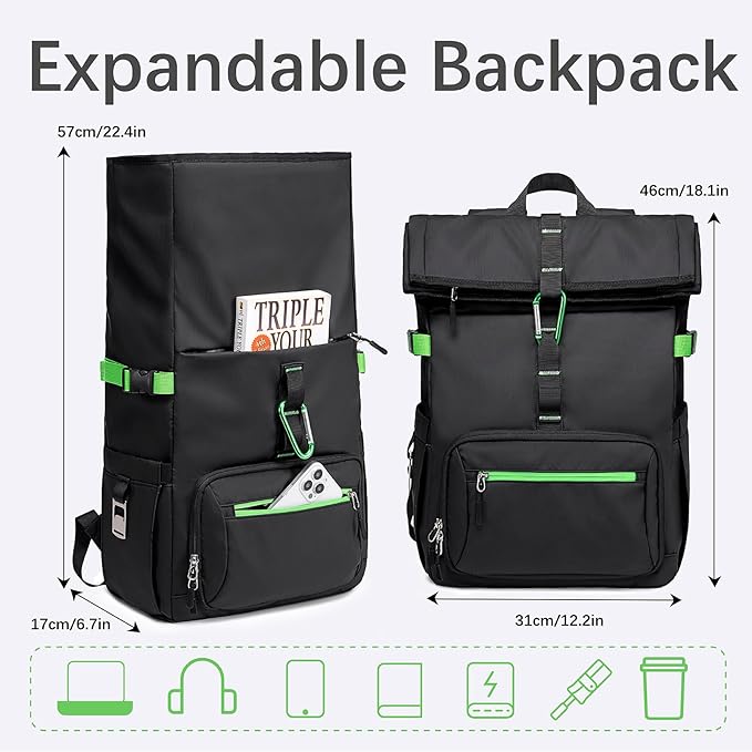 LOIDOU Lunch Backpack for Men Work, Waterproof 15.6 Laptop Backpack with Lunch Box Compartment, Insulated Lunch Bag for Business College Beach Camping Picnics, Womens Gifts Cooler Backpacks, Black