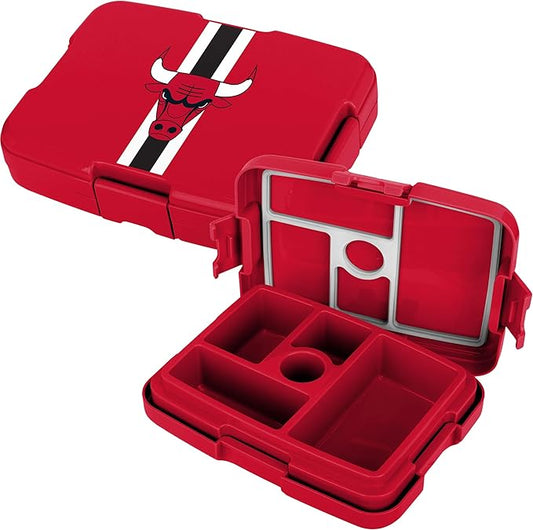FOCO NBA Unisex-Adult Officially Licensed Team Color Stripe Primary Logo Basketball Leak Proof 5 Compartment Bento Lunch Box - Chicago Bulls