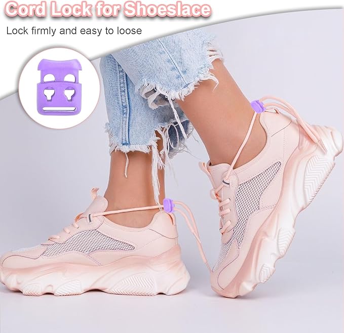 20PCS Assorted Colors Plastic Cord Locks for Drawstring, Paracord Spring Toggle Stopper Clasp Elastic Shoeslace Lock Sweatpants Backpack String Clips Bungee Swim Goggles Replacement