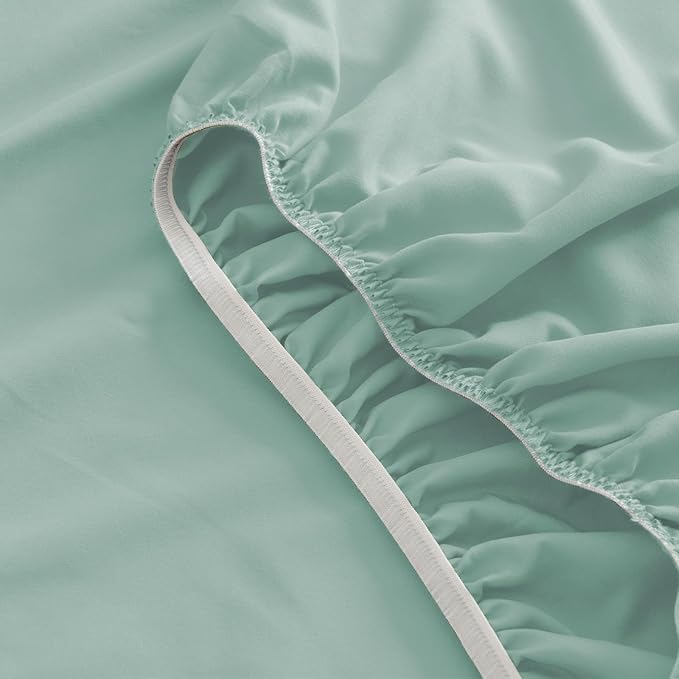 SPRINGSPIRIT Queen Sheets Set 4 Piece, Luxury Super Soft Microfiber Queen Bed Sheets Set Wrinkle Free & Breathable, Green Sheets Queen 16 Deep Pocket Sheets for Queen Size Bed