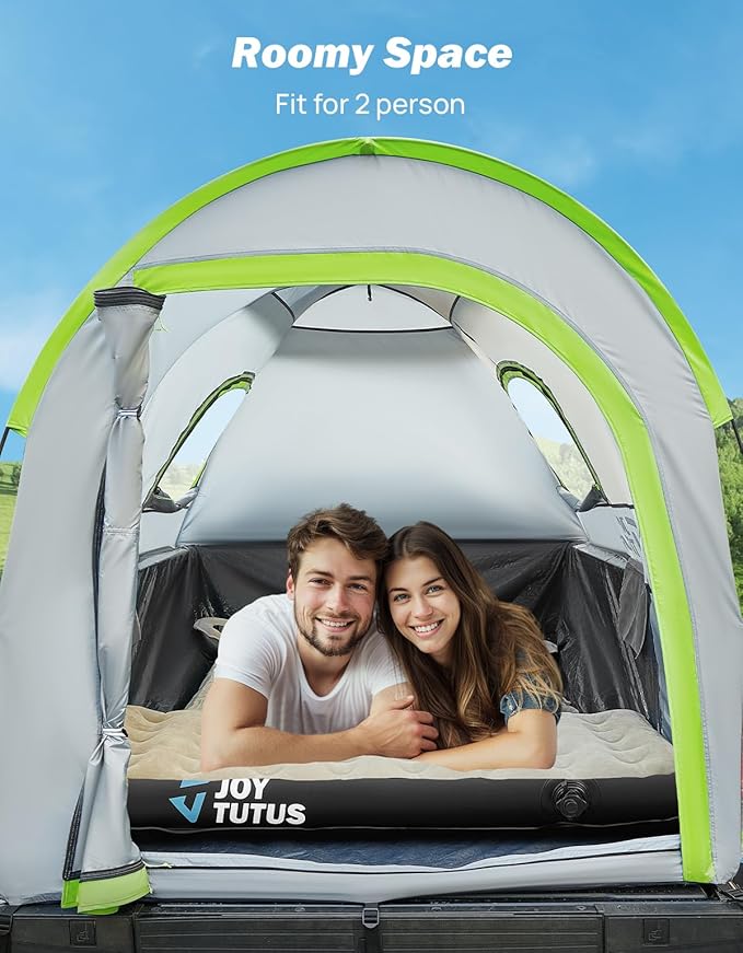 JOYTUTUS Truck Tent with Rainfly 6-6.5Ft + Extended Truck Bed Air Mattress