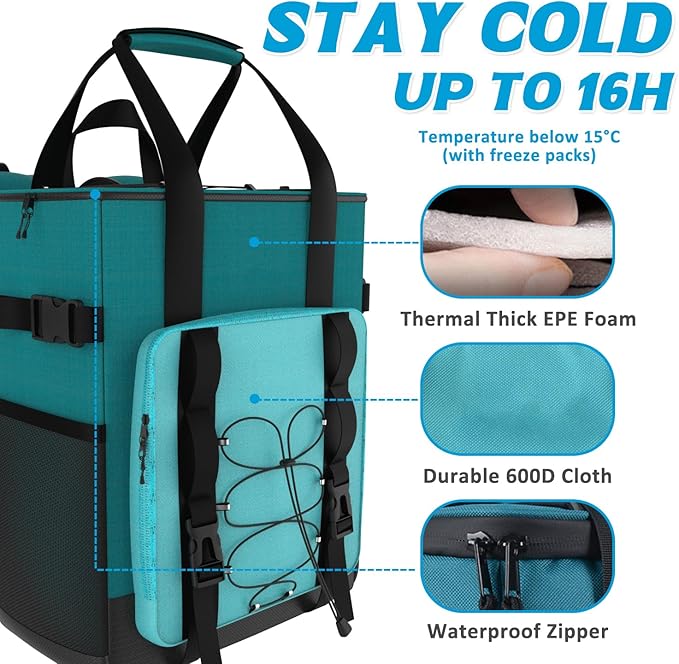 Large Backpack Cooler,40 Cans Leak Proof & Waterproof & Insulated Cooler Backpack, Soft Cooler Bag for Men & Women, Ice Chest for Camping,Beach,Picnic,Lunch,Travel,Fishing