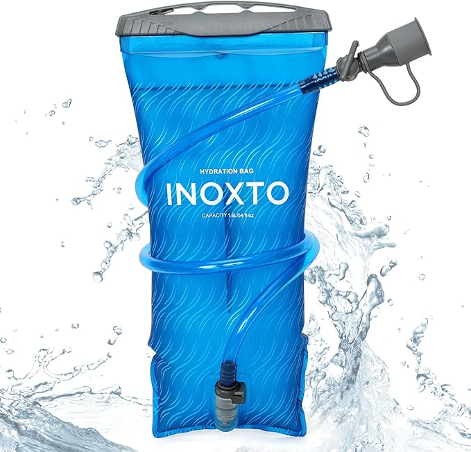 INOXTO 1.5L/2L/3L Hydration Bladder, Water Bladder with Water Reservoir Hose Insulator & High Flow Bite Valve for Hiking Backpack, Leak Proof 1.5/2L/3L Water Reservoir for Camping Cycling Running