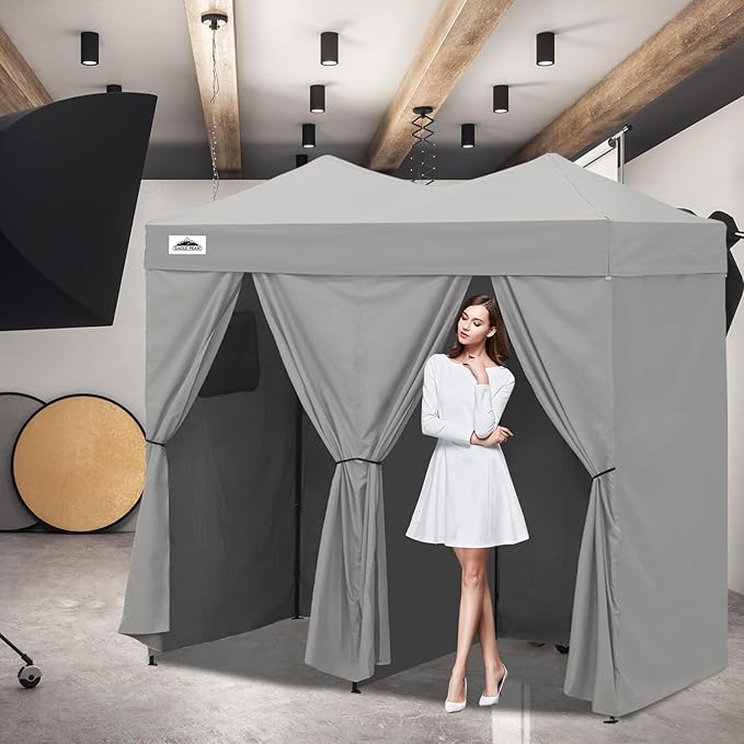 EAGLE PEAK Outdoor Changing Room 8x4, 2 Room Pop Up Portable Changing Room, Sun Shelter, Pop Up Changing Tent for Beach or Pool, Portable Dressing Room for Photoshoots (Gray)