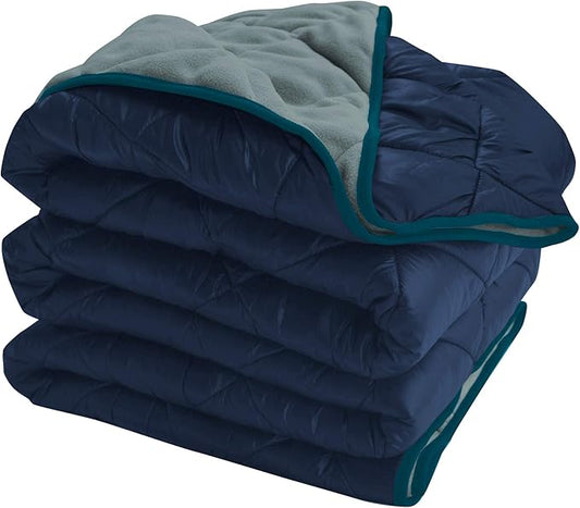 Lightspeed Outdoors Deluxe Nylon Fleece Rugged Puffy Blanket | Windproof Insulated Washable Quilted Blanket