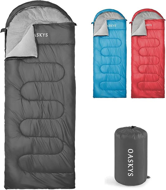 oaskys Camping Sleeping Bag - 3 Season Warm & Cool Weather - Summer Spring Fall Lightweight Waterproof for Adults Kids - Camping Gear Equipment, Traveling, and Outdoors