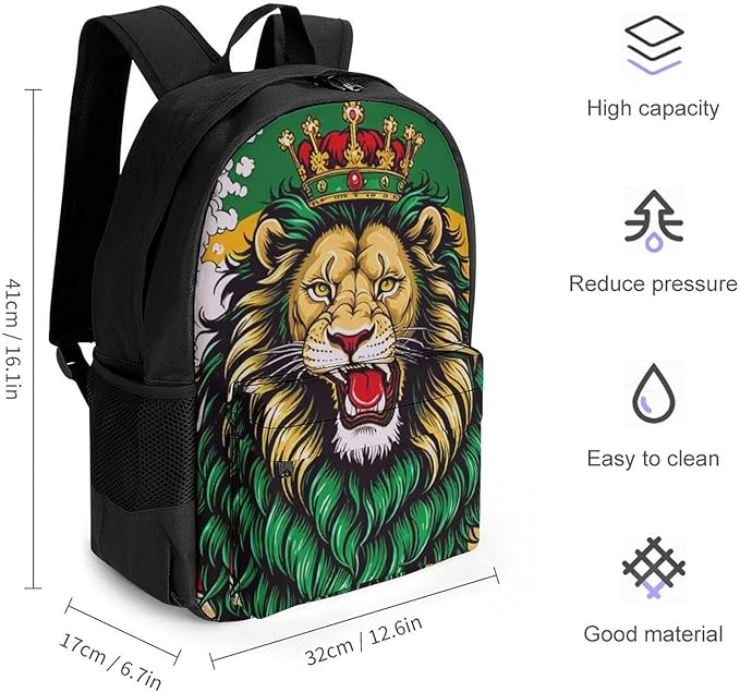 Casual Daypack Multipurpose Anti-Theft Large Capacity Carry On Bag, Lion Judah Weedleaf Smoke Art Casual Daypack Climbing Shoulder Bag With Padded Straps