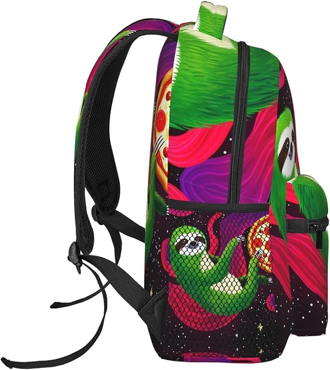 Lightweight Backpack for Gym Travel Bicycle, Big Capacity Multipurpose Anti-Theft Carry On Bag, Sloth Pizza Star Galaxy Art Travel Hiking Bag Day Pack