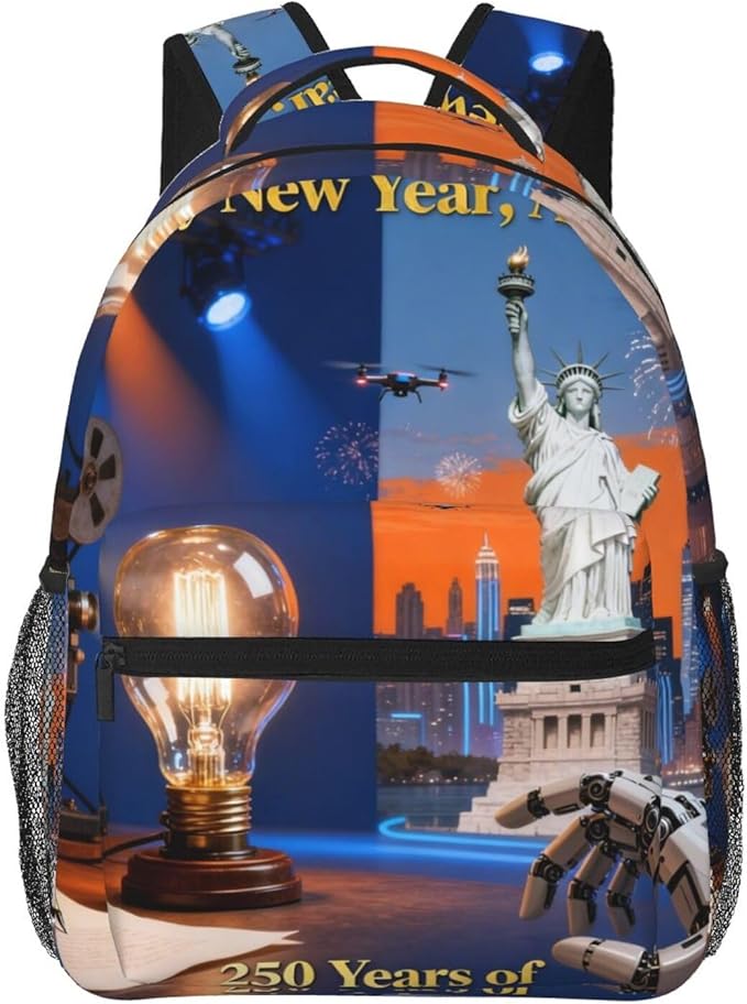 Men Women Polyester USA 250th Anniversary America Patriotic Art Daypack Backpack Large Capacity Carry On Bag With Smooth Zippers for Hiking Picnic Walking Cycling