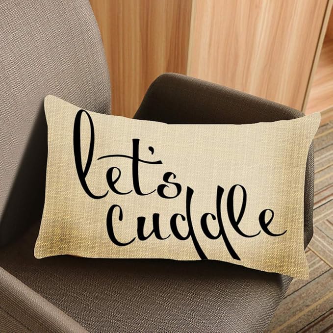 Throw Pillow Cover Lets Cuddle Contemporary Typography Decorative Pillow Case Home Decor 20x12 Inches Pillowcase