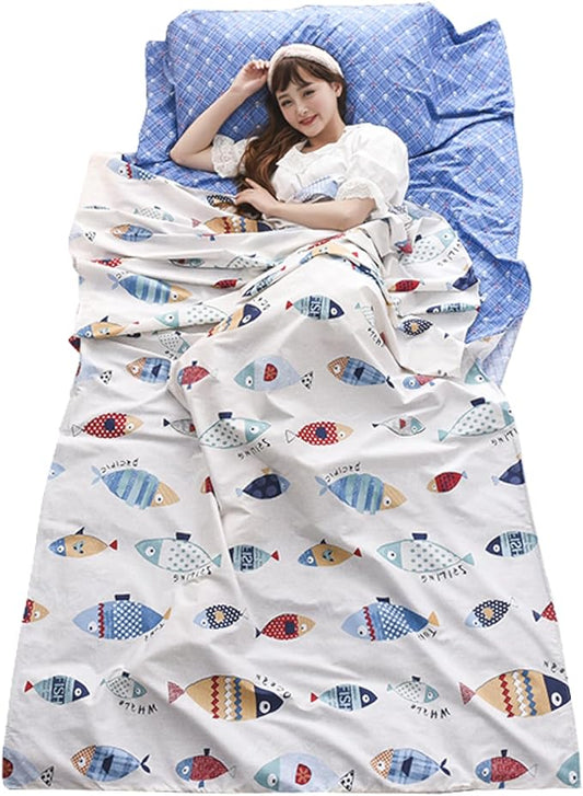 TRIWONDER Sleeping Bag Liner Cotton Camping Travel Sheet Sleep Sack Adult for Hostels Outdoor Picnic Planes Trains