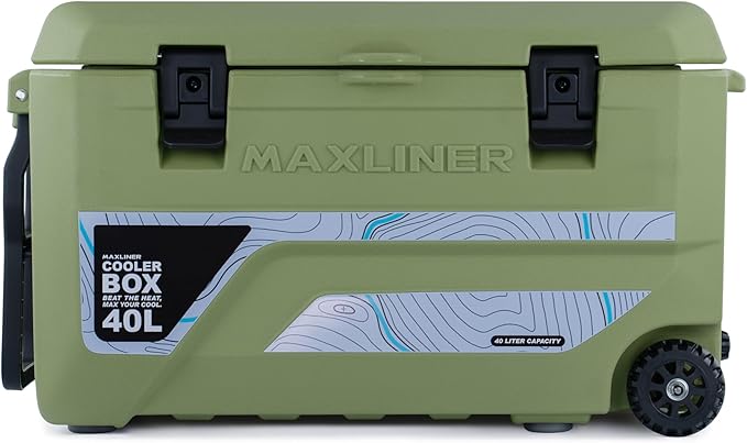 Max Cooler Box (40L) Outdoor Activities, Such as Camping, Fishing, Hiking, and picnics. Box Keeps Cold to 180 Hours (7.5 Day)
