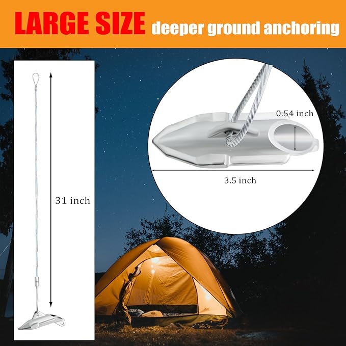 30 Inch Earth Anchors, (12 Pcs) 1000LBS Ground Earth Anchors Set for Trapping Securing Camping Tents Sheds Swing Green House, Easy to Use Heavy Duty Retaining Wall Anchors
