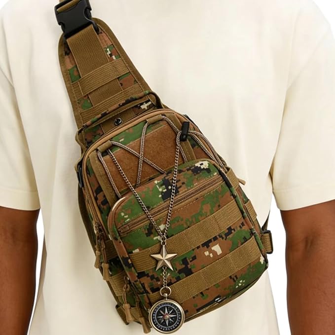 Viriber Tactical Backpack, Waterproof Military Cross-body Molle Sling Shoulder Backpack Chest Bag for Outdoor Every Day Carry Camouflage A