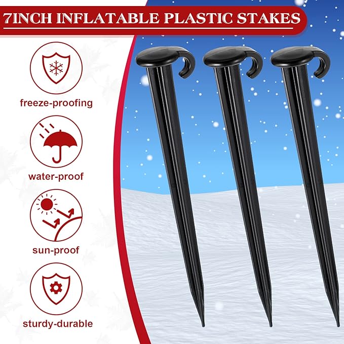 Vicenpal 100 Pcs 7 Inch Plastic Yard Stakes Inflatables Heavy Duty Plastic Garden Stakes for Tent Ground Replacement Outdoor Fence Lawn Pegs Landscape Staples Halloween Christmas Decorations (Black)