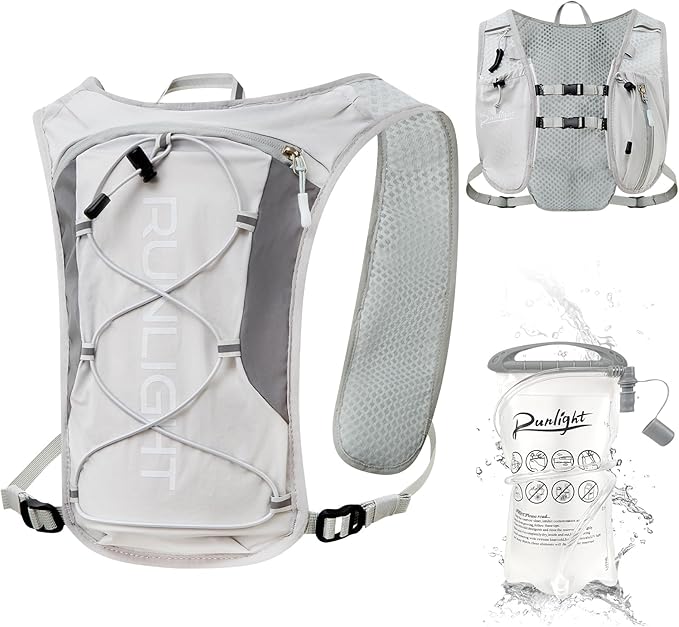 Running Vest for Women Men, Adjustable Hydration Backpack Breathable Reflective with 1.5L Water Bladder for Hiking, Trail, Running, Marathons, Cycling