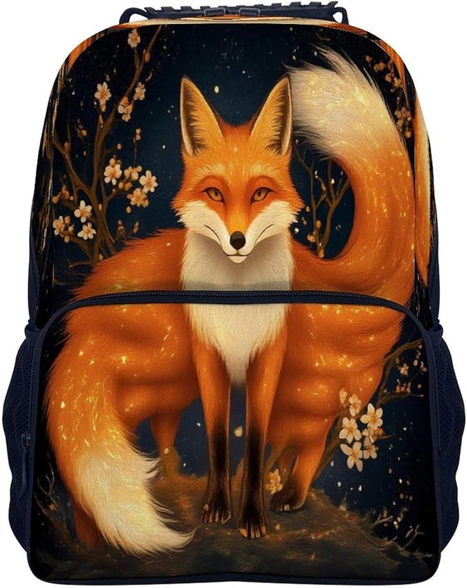 Backpack Polyester Multipurpose Anti-Theft Anime Fox Art Shoulder Bag Big Capacity Gym Outdoor Hiking Backpack With Padded Straps