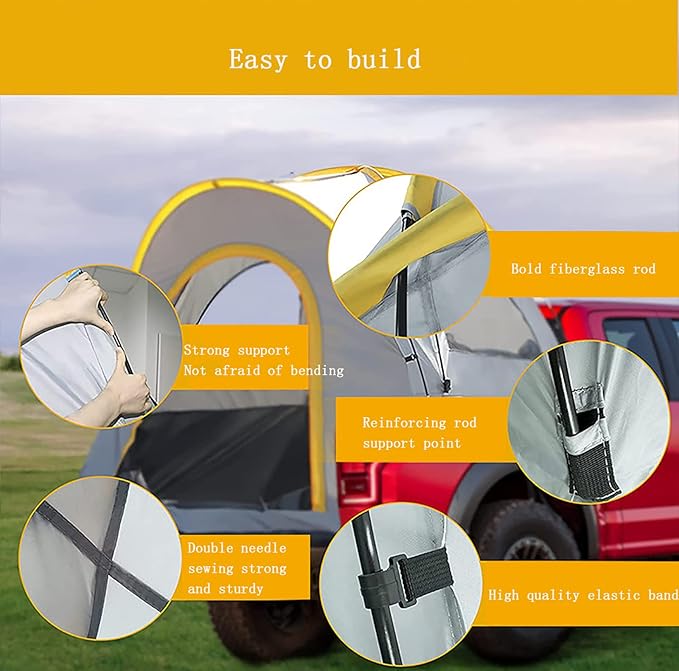 Pickup Truck Tent, Car Tailgate Tent,Waterproof PU2000mm Double Layer Car Bed Camp Tents, for Minivan Outdoor Self-Driving Camping Party Hiking,L