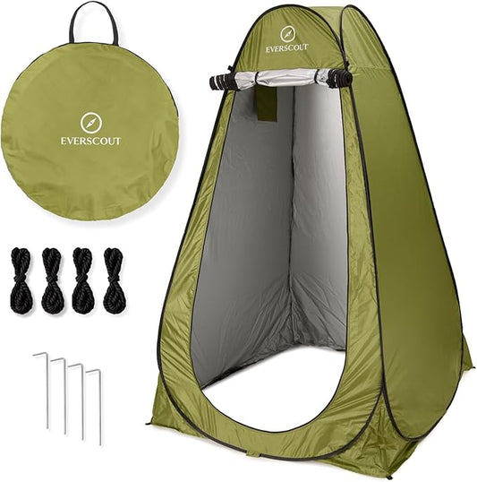 Portable Pop-Up Privacy Tent – Black/Green & Carry Bag. Outdoor Shower, Toilet, and Changing shelter. Water-Repellent, Compact, UV-Protective. Privacy Tent for Camping, Beach, Hiking, and Festivals.