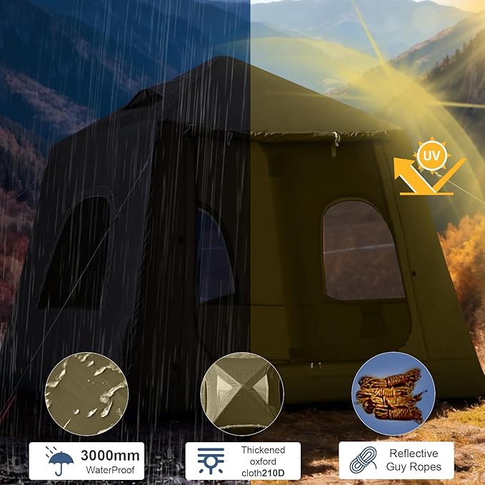 Inflatable Tents for Camping,2/4 Person Easy Setup Blow Up Tents for 4 Seasons Waterproof InflatableTent for Camping, Air Glamping Tents for Camping Adult