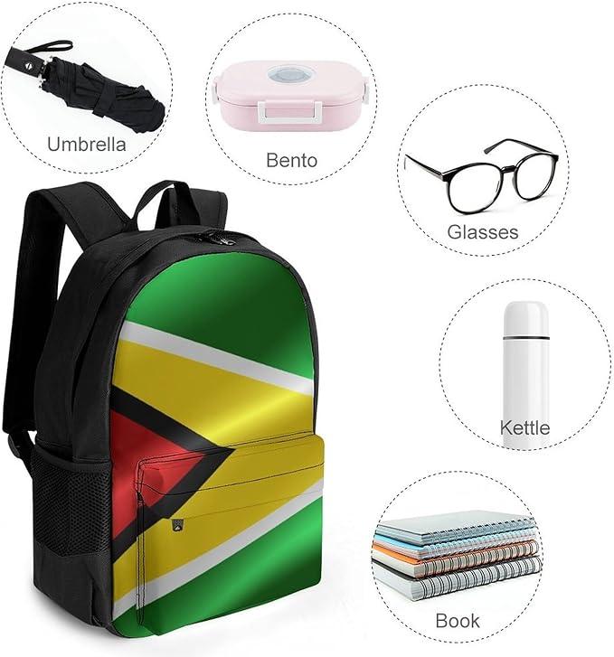 Lightweight Rucksack for Sports Travel Running, Big Capacity Multipurpose Anti-Theft Bookbag, Flag Of Guyana Travel and Sport Backpack Rucksack