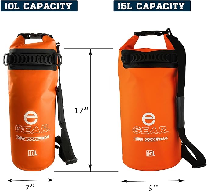Enthusiast Gear Floating Cooler Bag Roll Top Insulated Dry Backpack – Leak Proof, Collapsible, Waterproof Cooler with Padded Shoulder Strap - Perfect for Kayaking Fishing Beach Hiking -15L