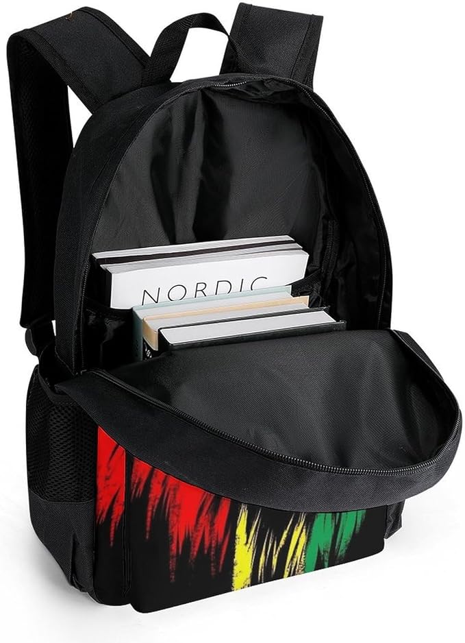 Lightweight Daypack Backpack for Sports Travel Running, Large Capacity Multipurpose Anti-Theft Bookbag, Reggae Rasta Flag Lion Laptop Backpack Daypack