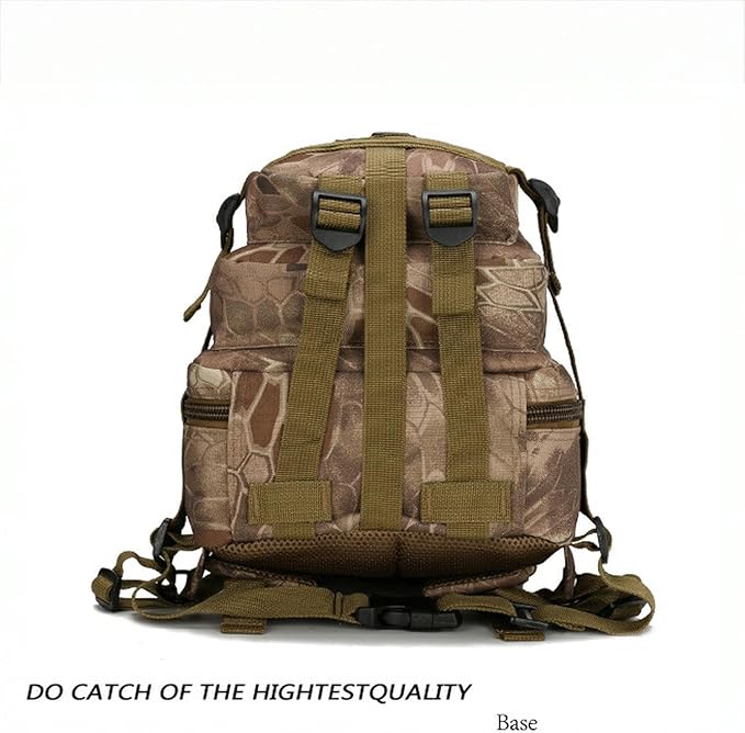 30L Comfortable Durable Military Tactical Backpack w/USA Flag Patch, MOLLE Hiking Camping Travel Bag,(Khaki python pattern)