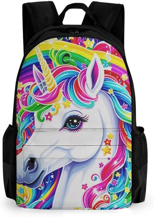Rucksack Polyester Anti-Theft Multipurpose Colorful Rainbow Unicorn Bookbag Big Capacity Travel and Sport Backpack Rucksack With Side Pockets