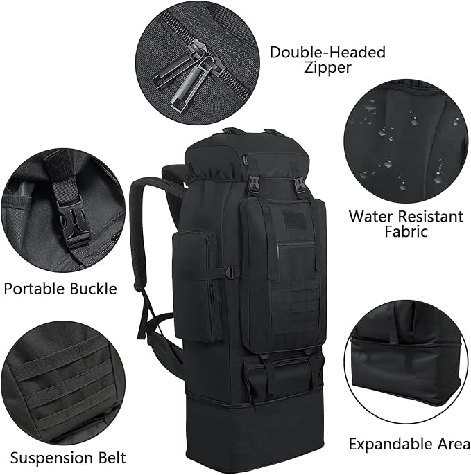 80L/100L Hiking Camping Backpack Outdoor Travel Climbing Rucksack Military Trekking Knapsack Molle 3 Days Assault Pack