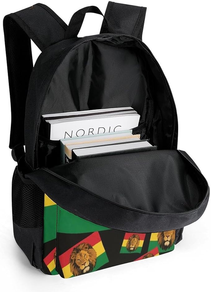 Rucksacks Lightweight Multipurpose Anti-Theft Jamaican Rasta Flag Rastafarian Reggae Lion Art Shoulder Bag Big Capacity Laptop Book Bag Rucksack With Padded Straps